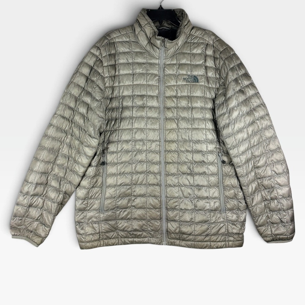The North Face Puffer Thermoball Jacket Mens XL Gray Quilted Full Zip